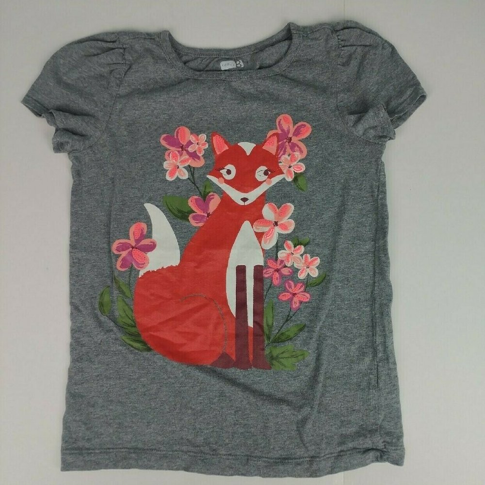 CRAZY 8 Fox Graphic Tee Gray Short Sleeve